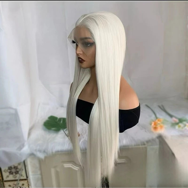White Lace Front Wig for WomenGlueless Natural Hairline -