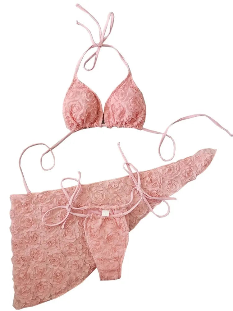 Bikini Bodysuit Swimwear Women With Skirt Bathing Suit Summer New Ruffle Splice Print Beachwear Holiday Bikini Cover Ups Outfits -