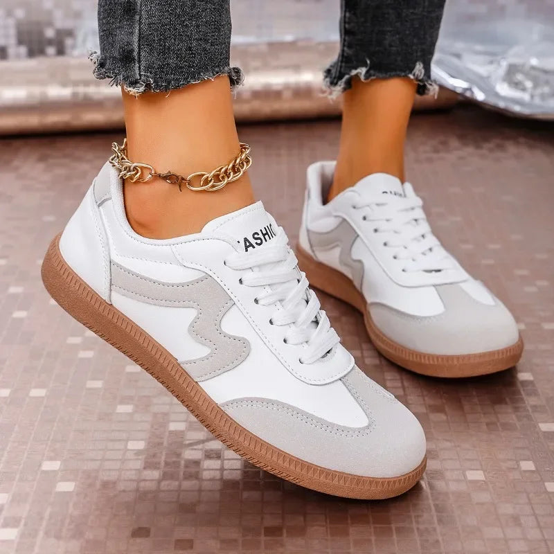 2025 Spring New Lace Up Women's Sports Shoes Plus Size Woman Sneakers Mixed Colors Female Fashion Versatile Flat Casual Sneaker -