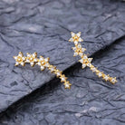 Silver Zircon Flower Star Stud Earrings for Women -