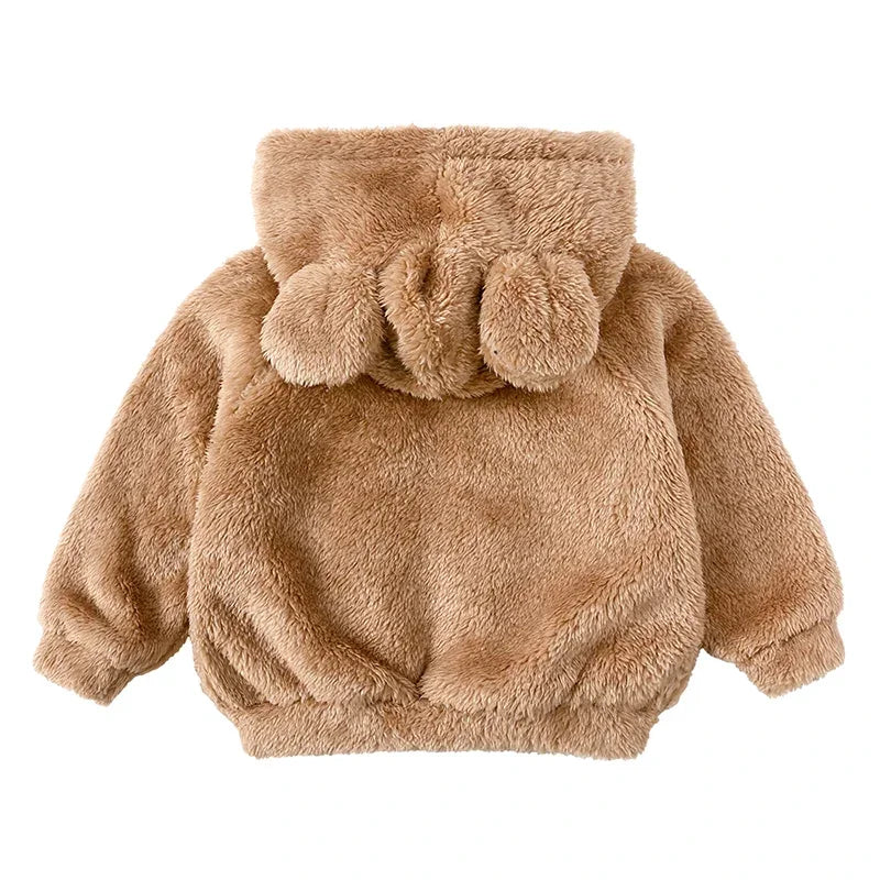 Thicken Warm Girls Winter Coat Cartoon Long Sleeve Hooded Coat for Girls Fashion Solid Color Kids Coat 1-6 Years -