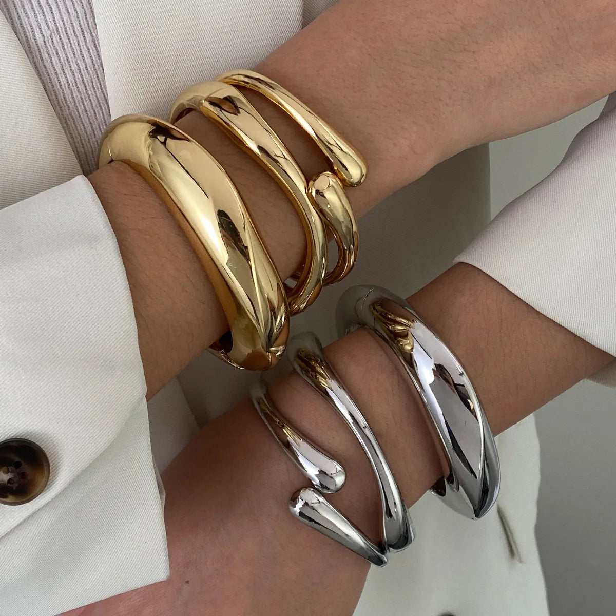 3 Styles Metal Cuff Bangles -