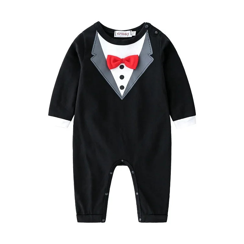 Dress your little gentleman in style with this cotton formal romper—perfect for baby boys who love to look sharp and charming! -
