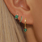 3PCS Stainless Steel Zircon Flower Earring Set for Women -