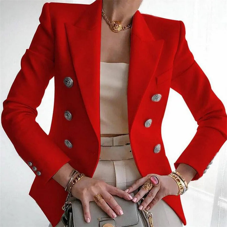 Stay chic and professional with this casual long sleeve blazer for women—fashionable coat perfect for office wear and stylish outerwear! -