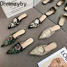 Women Luxury Fashion Elegant Pointed Toe Slides -