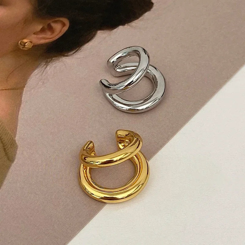 Sterling Silver Double Layered Earrings -