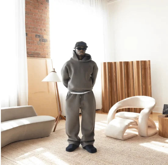 Stay comfy and stylish from head to toe with this men's sweat suit set! -