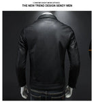 Men's Motorcycle Leather Jacket Large Size Pocket Black Zipper Lapel Korean Slim Fit Male High Quality PU Leather Coat for Men -
