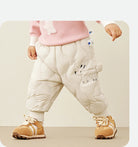 Keep your kids cozy and protected with these new style three-proof high-waisted warm down trousers—perfect for boys and girls on chilly days! -