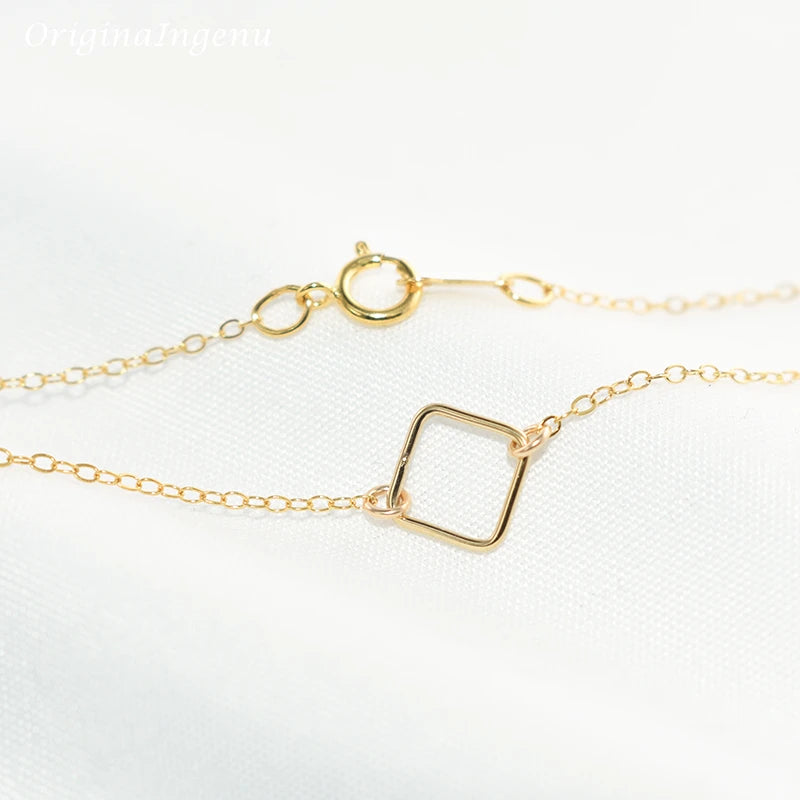 Square Necklace Handmade Jewelry Gold Choker -