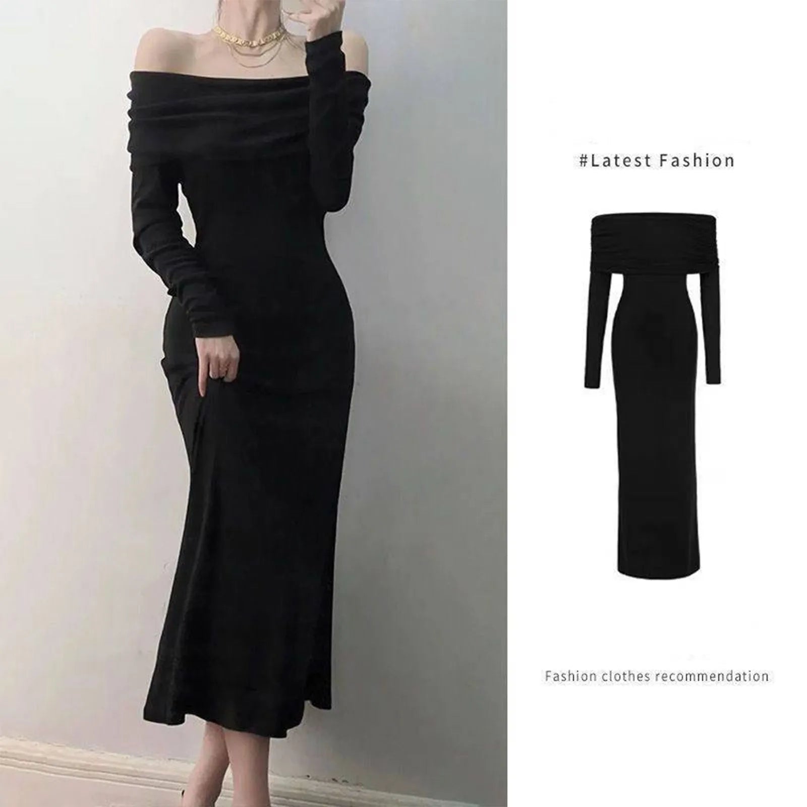 One Shoulder Long Sleeve Dress -