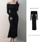 One Shoulder Long Sleeve Dress -