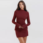 Women Sleeves Solid Sexy Mini Dress -