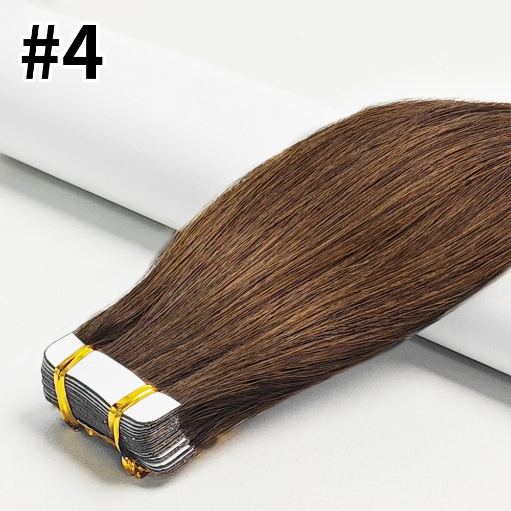 Tape In Human Hair Extensions Natural Straight Hair Extensions 1B Black Brown Blonde 100% Remy Skin Weft Adhesive Glue On -