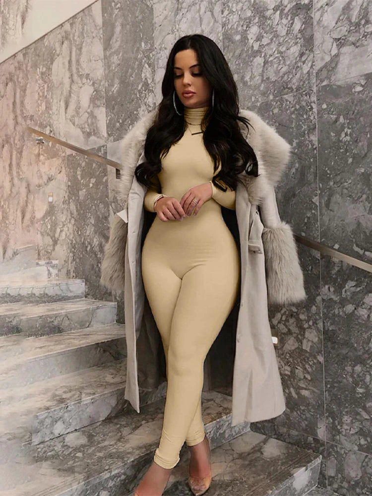 Long Sleeve Turtleneck Jumpsuit -