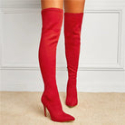 Eilyken Sexy Fashion Pointed Toe Over-The-Knee Boots Women Red Zipper High Heels Shoes Winter Striptease Motorcycle Long Botas -