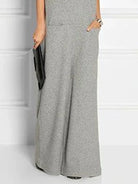 UOOZEE Women's Solid Color High Neck Pockets Elegant Maxi Dresses 2025 New Summer Short Sleeves Loose Urban Casual Long Dress -