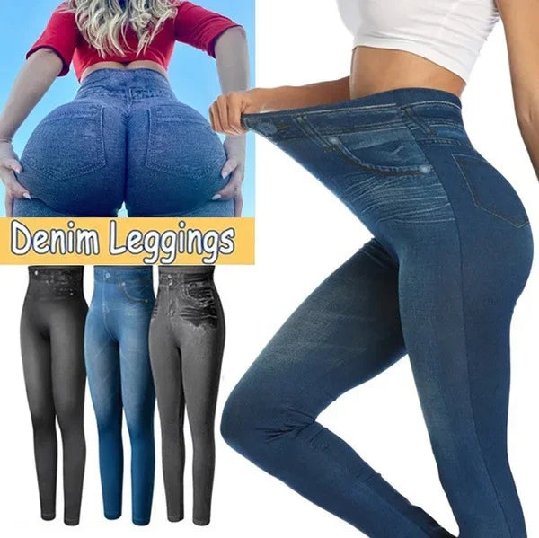 Women's Seamless Denim Yoga Leggings -