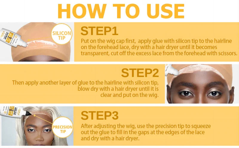 GOIPLE 32ml Lace Wig Adhesive Extra Hold Bonding Waterproof Dual Tip Applicator Invisible Front Toupee Glue Hair Extensions Tool -