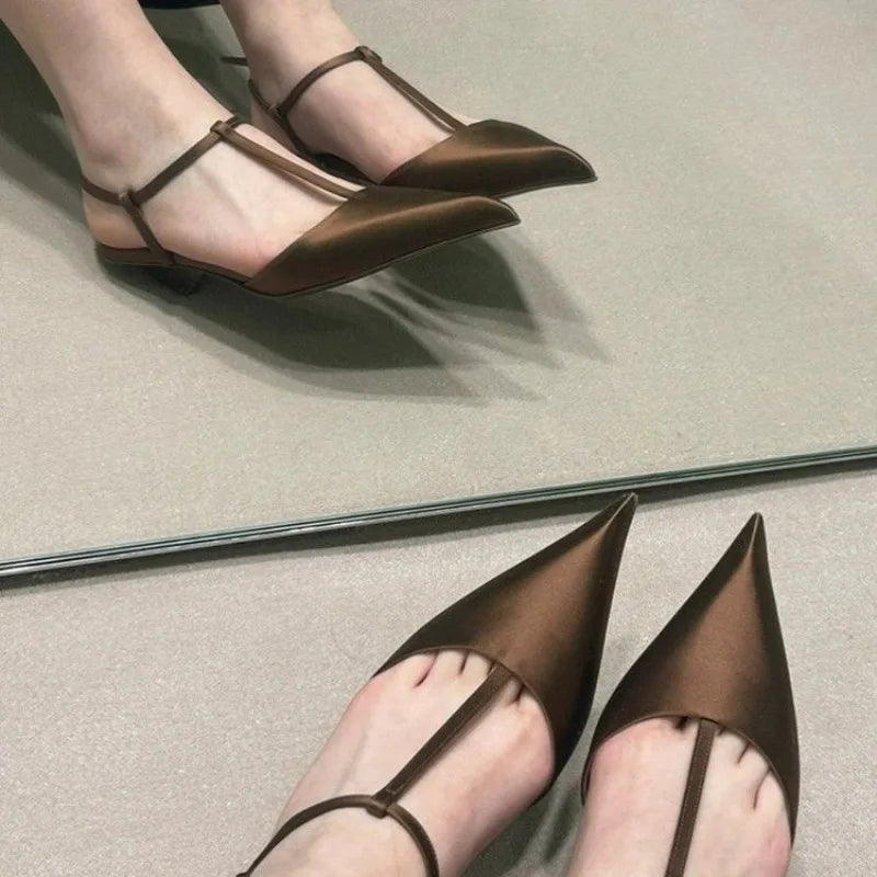 Brand Shoes for Women Sexy Pointed Toe Women's Sandals Comfortable Low Heel Trendy Sandal Simple Versatile Large Size Pumps -