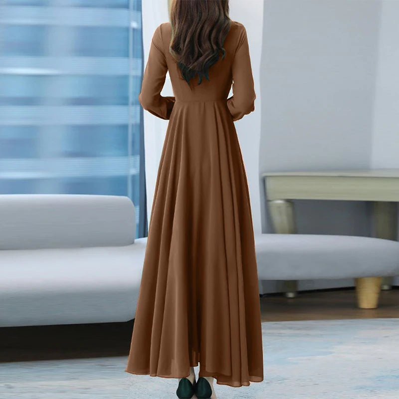 Women Long Sleeve A-line Dress -