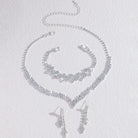 silver rhinestone l earrings & necklace -