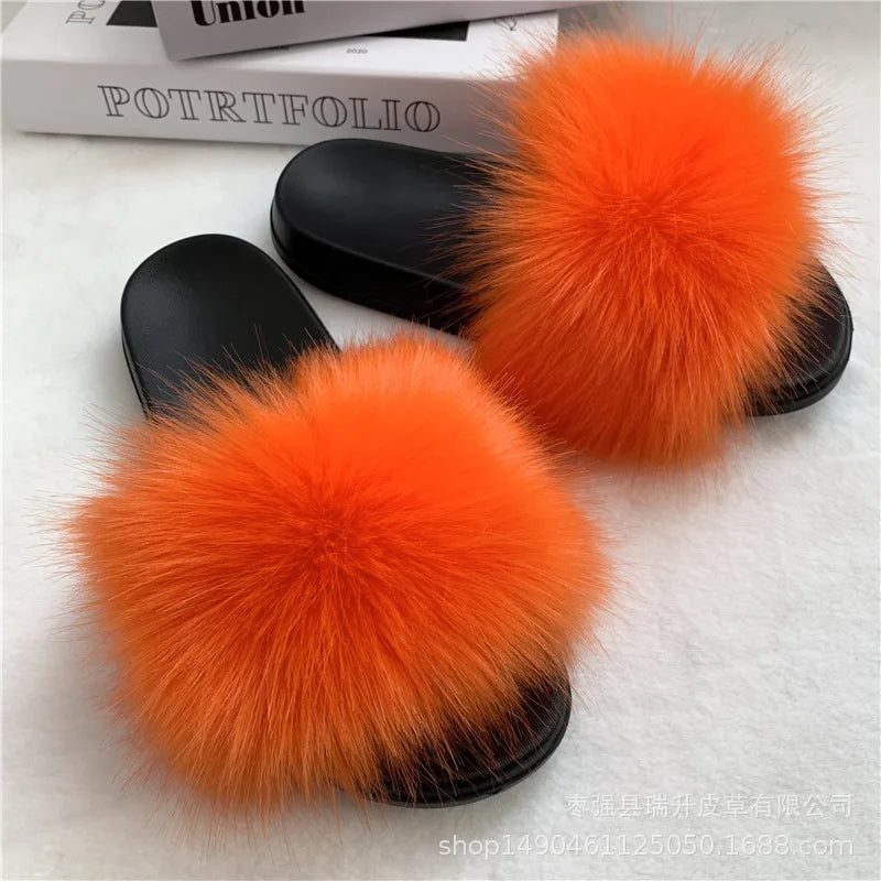 Faux Fur Slippers Women -