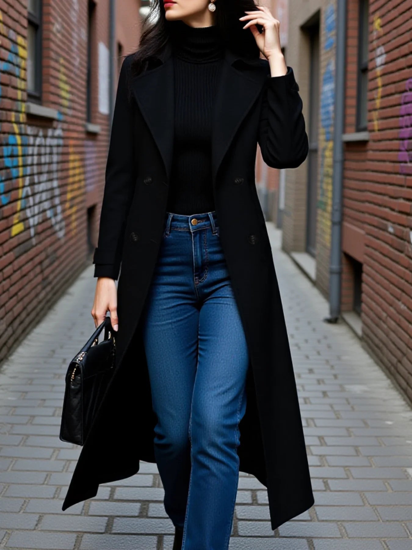 Women's Trench Coat Double-Breasted Wool -