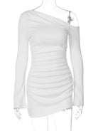 Shoulder Long Sleeve Mini Dress -