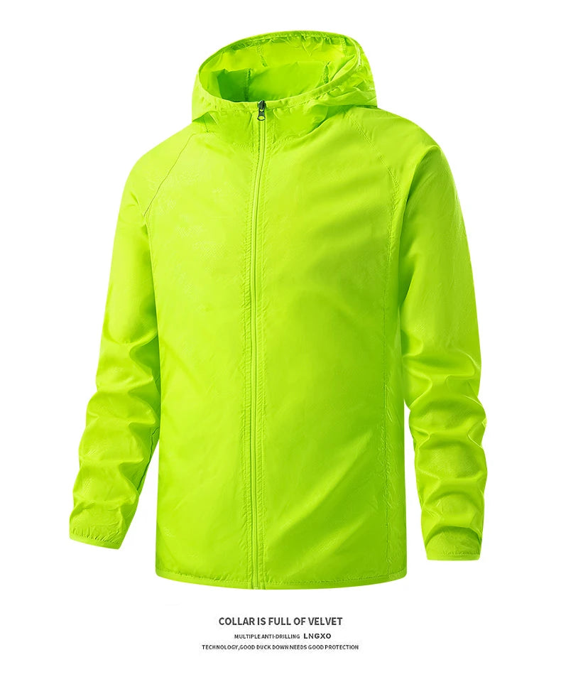 Stay protected during hiking adventures with these waterproof jackets for men and women. Featuring sun protection and windproof capabilities, these jackets are perfect for outdoor excursions, keeping you comfortable and shielded from the elements. -