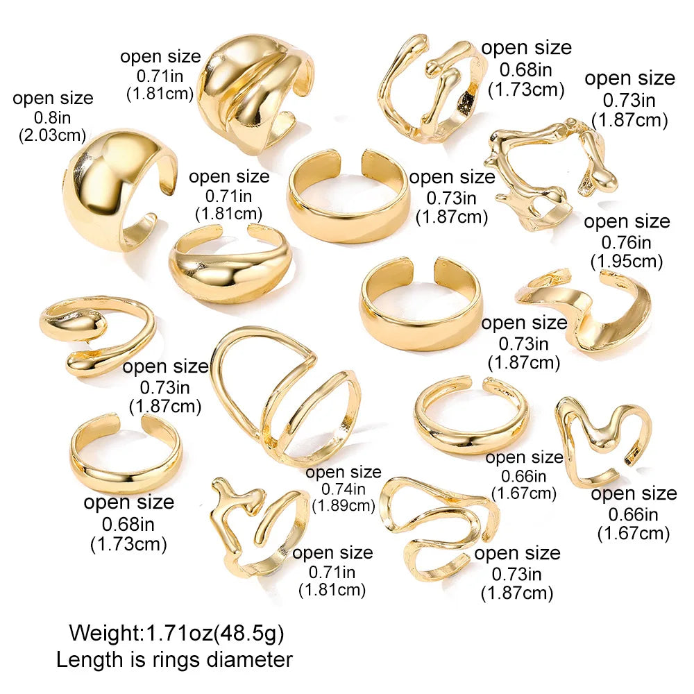 15Pcs/Set Metal Rings -