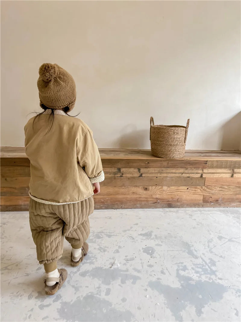 Children's Clothing From 2 To 7 Years Winter Kids Warm Cotton-Padded Trousers Baby Girls Thick Pants Toddler Boys Wear Clothes -