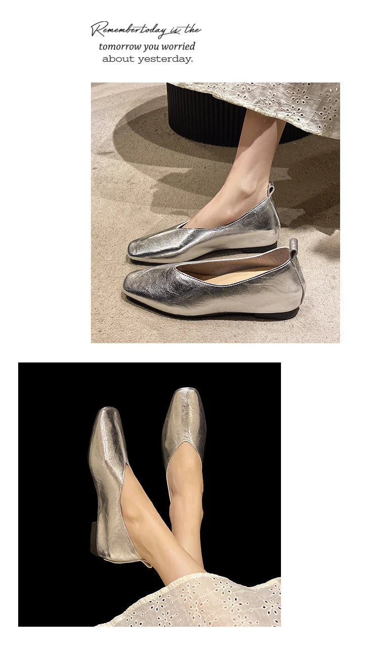 2025 New Shoes for Women Retro Ladies Flats Slip on Shoes Loafers Square Toe Shallow Mouth Women Casual Footwear Lightweight -