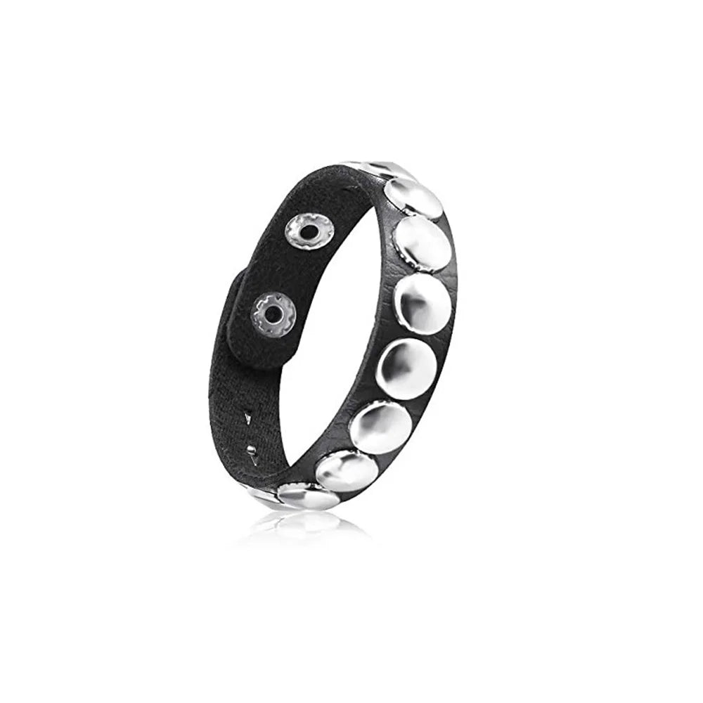Black Round Square Gothic Spike Bracelet -