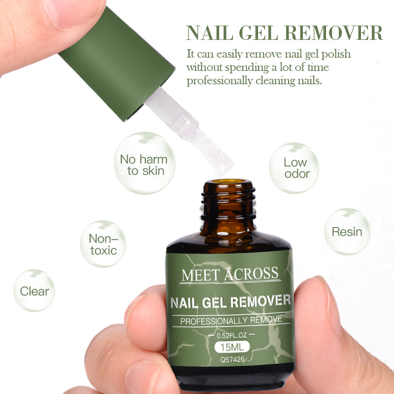MEET ACROSS 15ml Magic Fast Nail Gel Polish Remover Clean UV Soak Off Semi Permanent Varnish Nail Art Removal Tools Manicure -