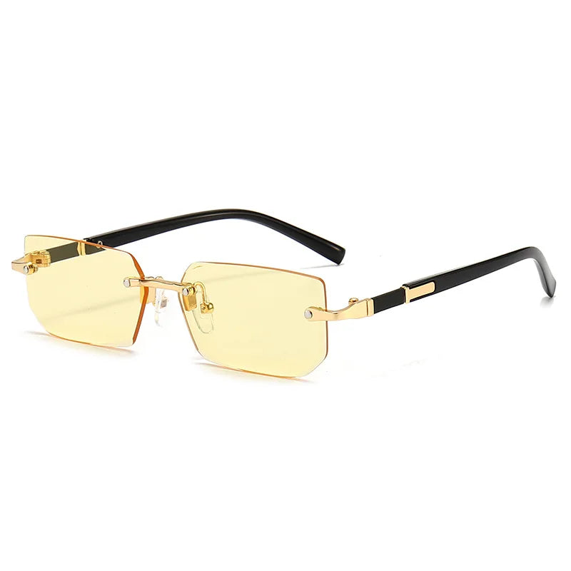 Rimless Sunglasses Rectangle Fashion Popular Women Men Shades Small Square Sun Glasses For Female Male Summer Traveling Oculos -