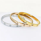 Gold Color Zircon And Cross Nut Nail Bracelet Gold & Bangle For Woman -