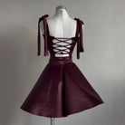 Women Sexy Mini Dress (Burgundy) -