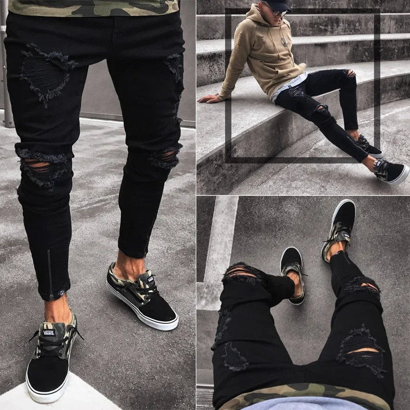 Mens Jeans Ripped & Stretch -