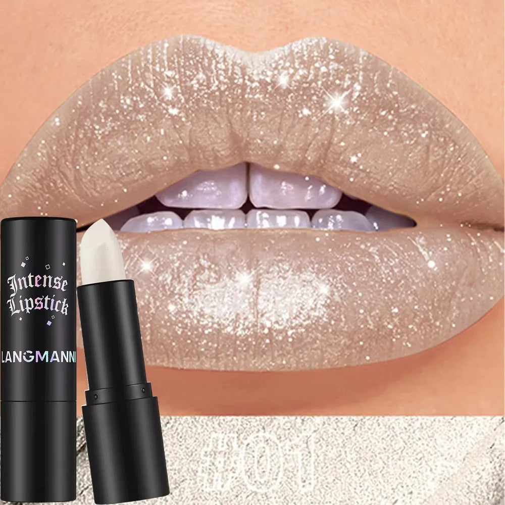 Chocolate Brown Luxurious Metallic Glitter Lipstick Long-Lasting Waterproof Non-Fade Shimmery Pearl Sparkling Lip Gloss Makeup -