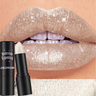 Chocolate Brown Luxurious Metallic Glitter Lipstick Long-Lasting Waterproof Non-Fade Shimmery Pearl Sparkling Lip Gloss Makeup -