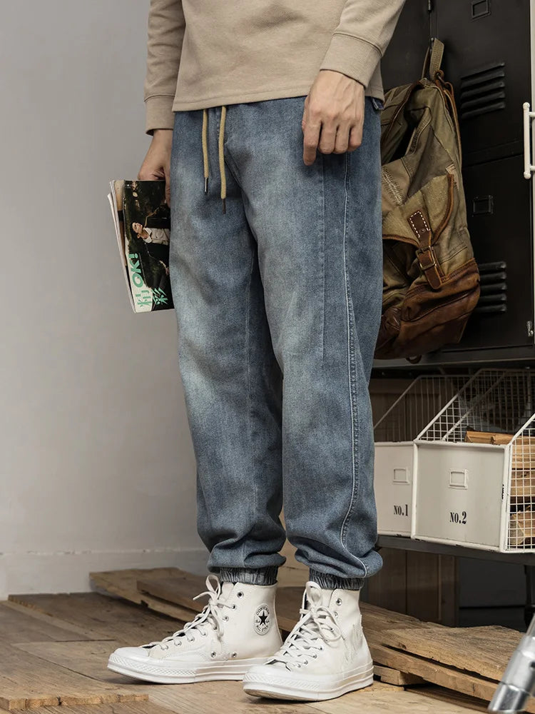 Classic Washed Blue Denim Jeans for Men -