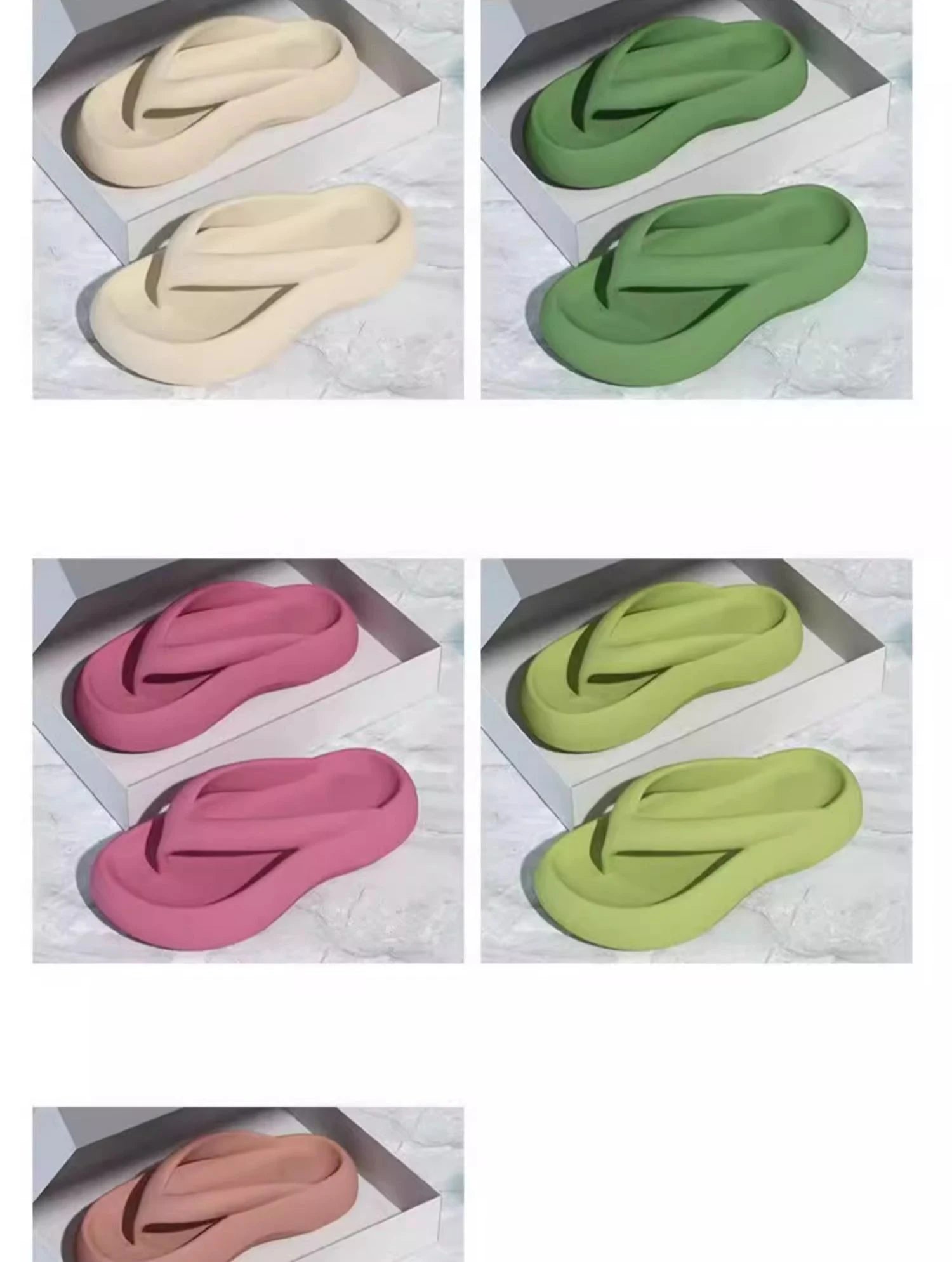 Thick soled flip flops with increased height 2024 new beach women's summer walking slippers -
