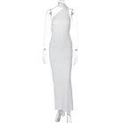 One Shoulder Sleeveless Backless Maxi Dress -