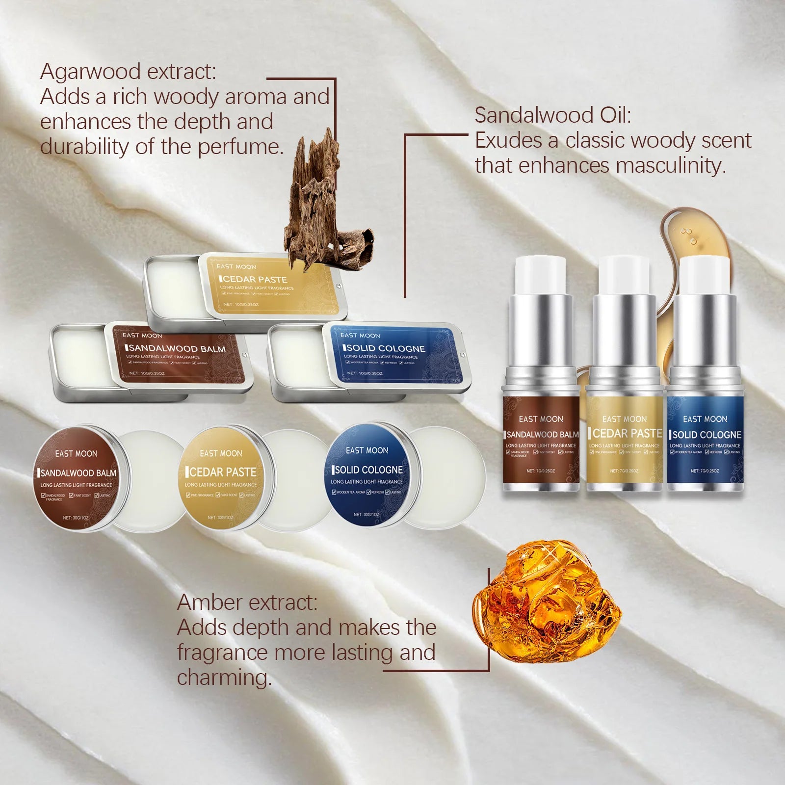 Men Sandalwood Balm Series Lasting Scent Keep Fresh Dating Flirting Improve Temptation Portable Body Light Fragrance Solid Balms -