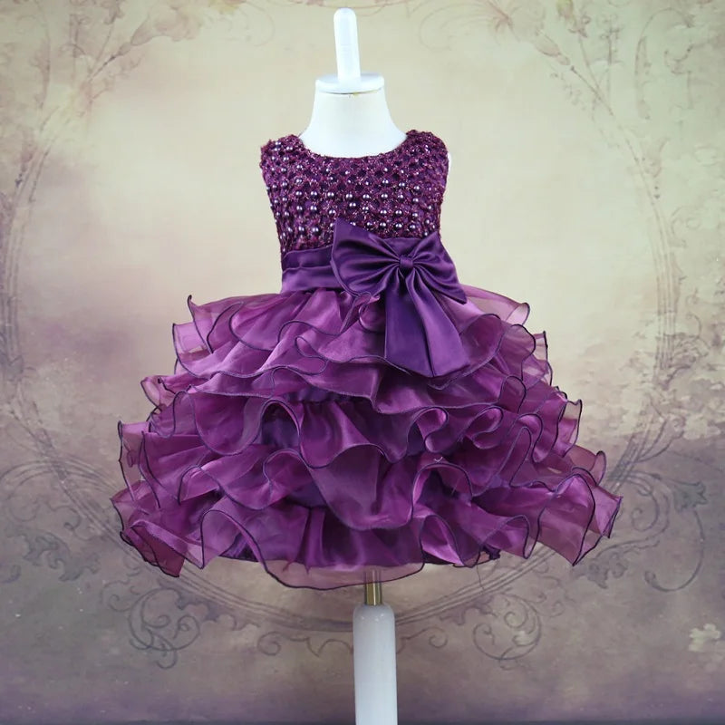 Dress your baby girl like royalty in this vintage layered princess dress—featuring pearls and perfect for infants aged 1 to 6 years! -
