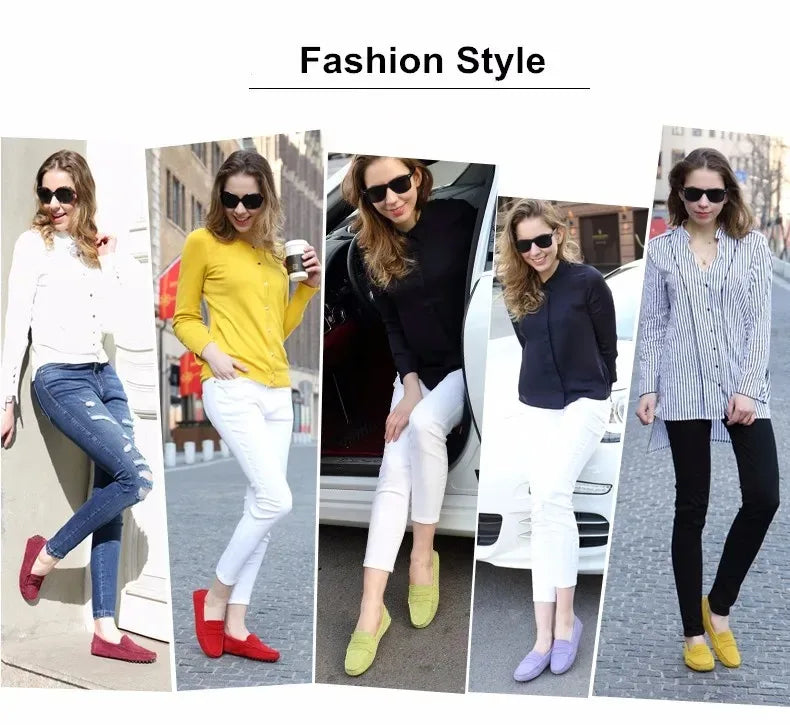 100% Genuine leather Women flats Fashion Handmade Women Casual leather shoes Leather Moccasin Women Driving Shoes Loafers -