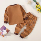 Toddler Boys Underwear Set Cotton Lettering And Bear Pattern Long Sleeve Top And Matching Pants Pajama Set -