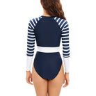 Stay stylish and protected from the sun in this long-sleeved one-piece swimwear for women! -
